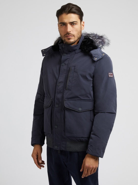 Guess сив истински пух