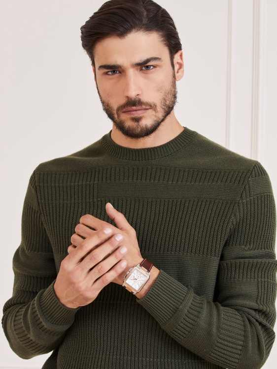 зелен пуловер от вълнена смес Marciano Guess