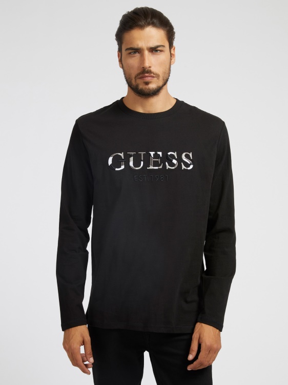 предна тениска с лого Guess