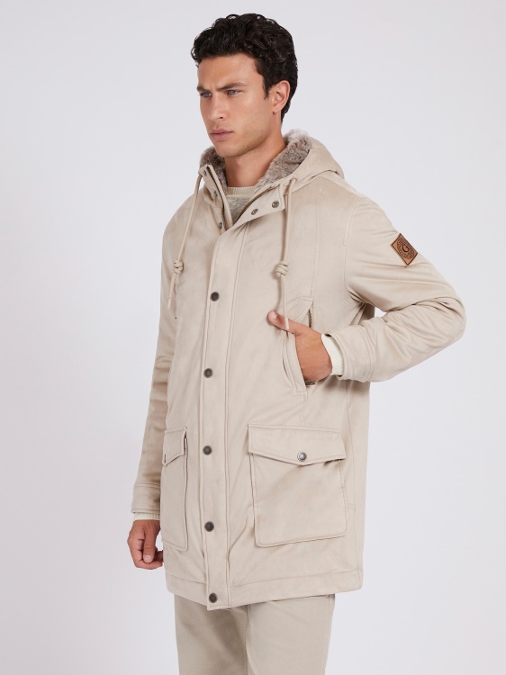 палто от изкуствен велур бежово Guess