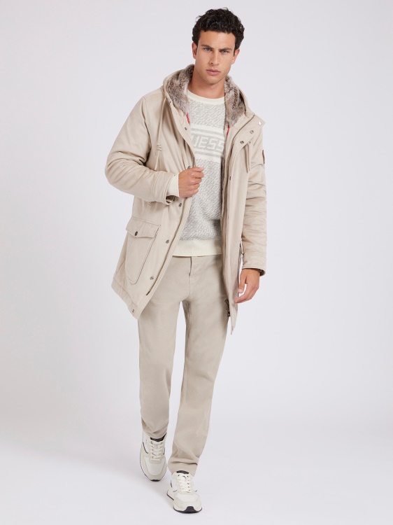 палто от изкуствен велур бежово Guess