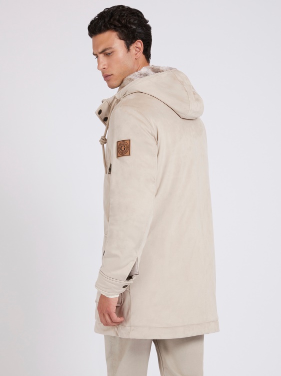 палто от изкуствен велур бежово Guess