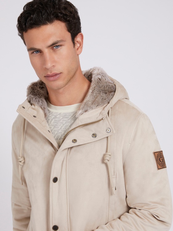 палто от изкуствен велур бежово Guess