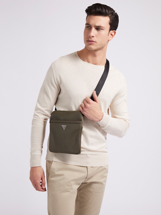 Certosa Saffiano мини чанта през рамо сиво Guess