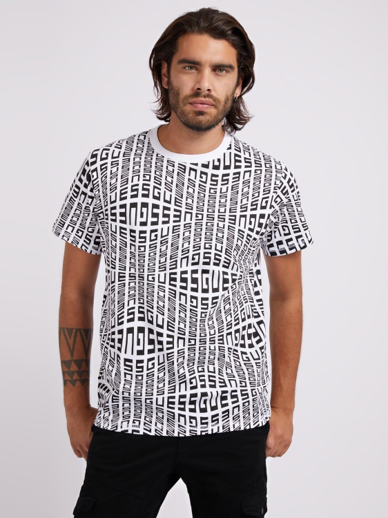 цяла тениска с принт Guess бяла мулти