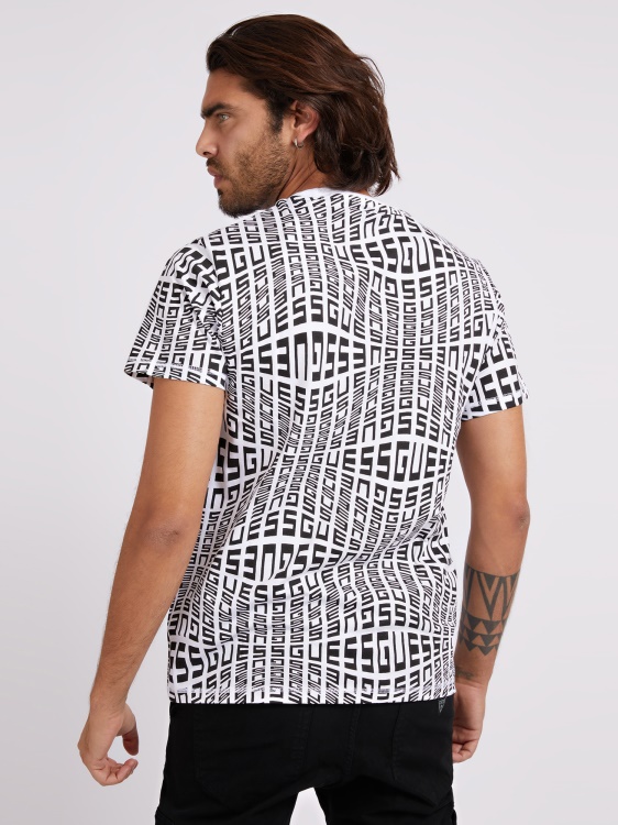цяла тениска с принт Guess бяла мулти
