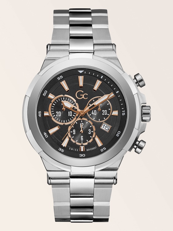 черен часовник Gc стоманен хронограф Guess