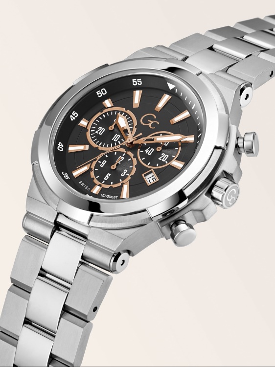 черен часовник Gc стоманен хронограф Guess