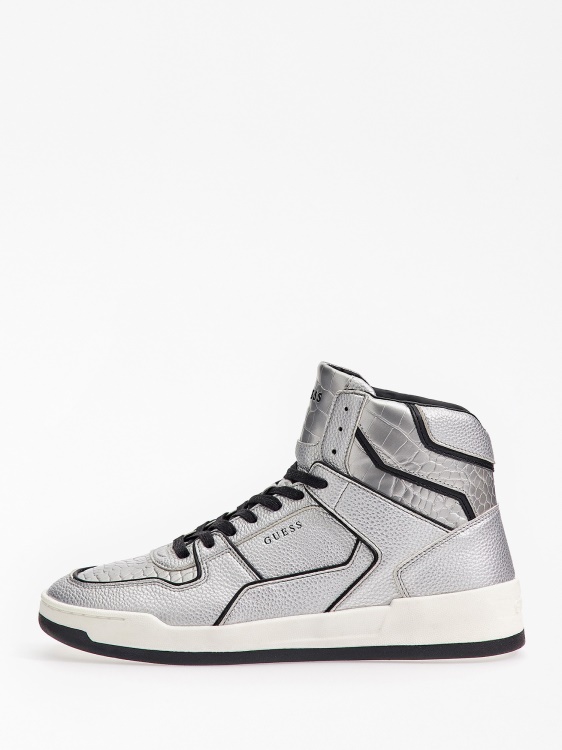 сребърни високи маратонки Guess Foiled Vicenza