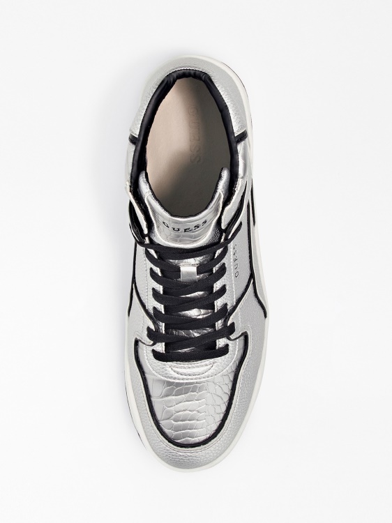 сребърни високи маратонки Guess Foiled Vicenza