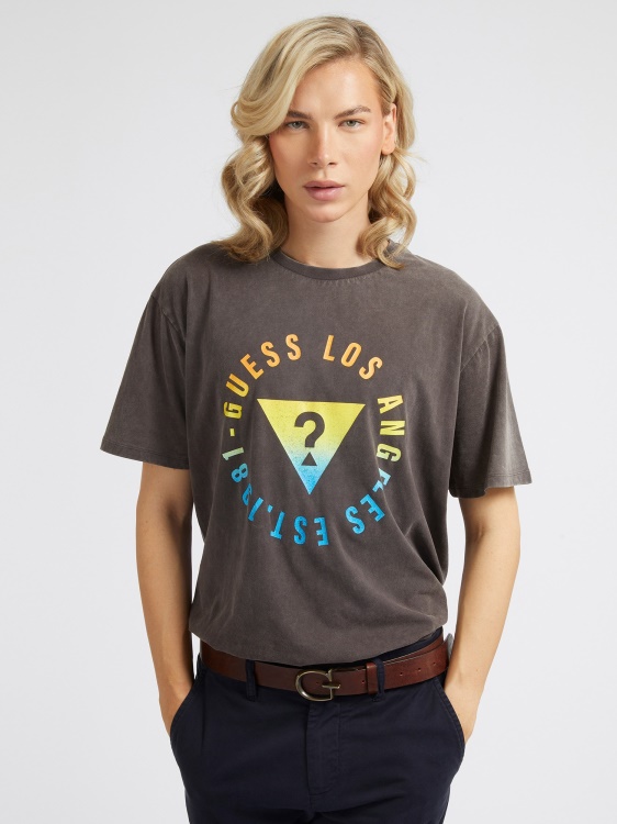 предна тениска с лого Guess черна мулти