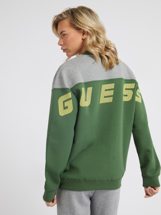 суичър с лого на гръб в зелен цвят Guess