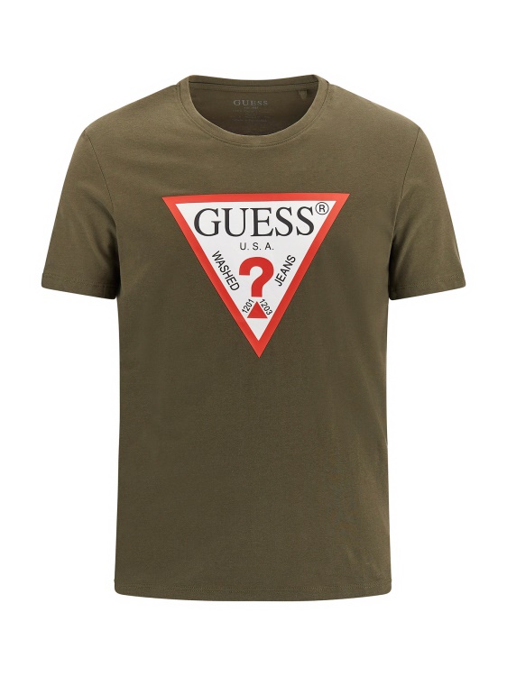 зелена тениска с лого на Guess Triangle