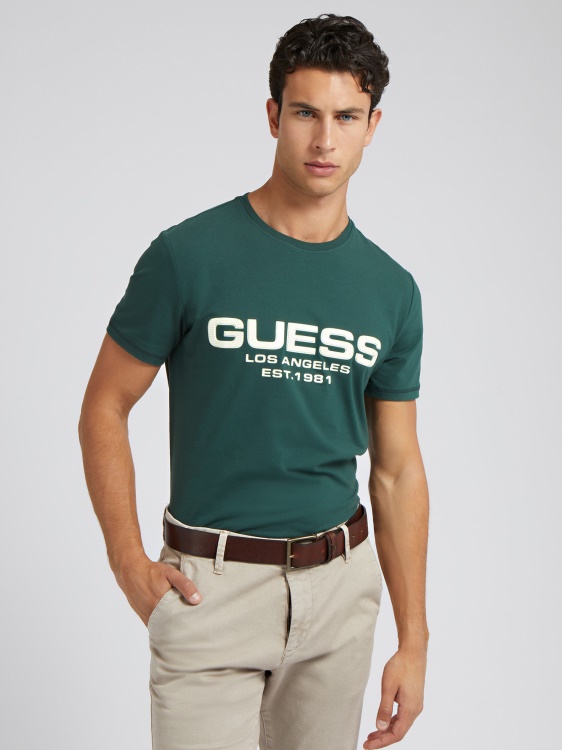 зелена тениска с предно лого Guess