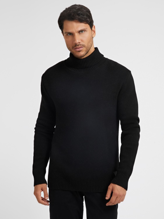 пуловер с деколте от кашмир Guess Black