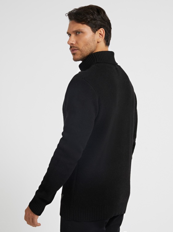 пуловер с деколте от кашмир Guess Black