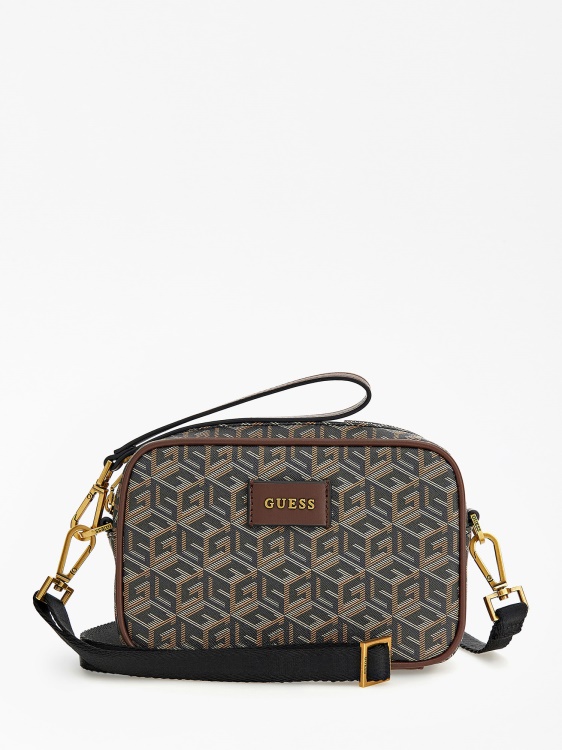 Ederlo Cube лого мини чанта през рамо черен Guess