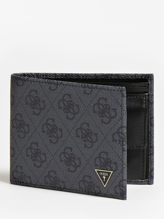 Guess черен портфейл с лого Vezzola Smart 4g