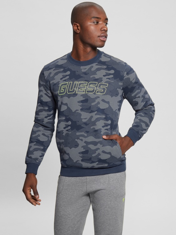 сив многофункционален суичър с камуфлажен принт Guess