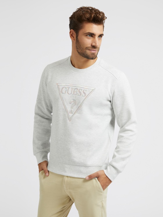 суичър с лого на сив триъгълник Guess