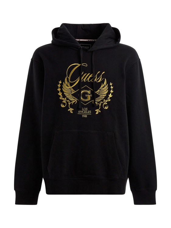 черен суичър с бродерия отпред Guess