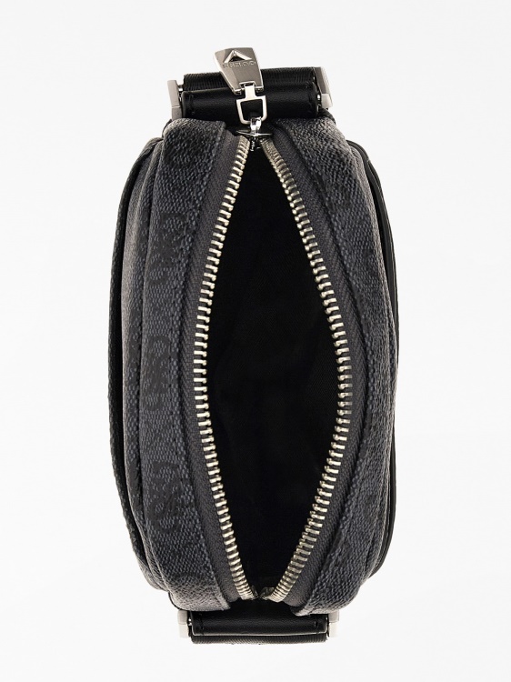 черна чанта през рамо с лого Vezizola 4g Guess