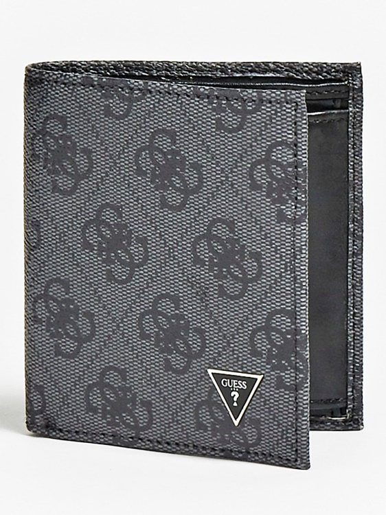 черен портфейл с лого Guess Vezzola Smart 4g