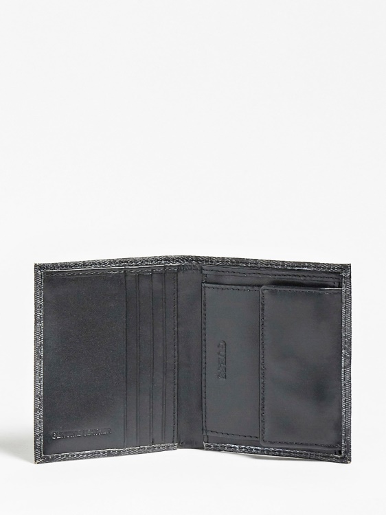 черен портфейл с лого Guess Vezzola Smart 4g
