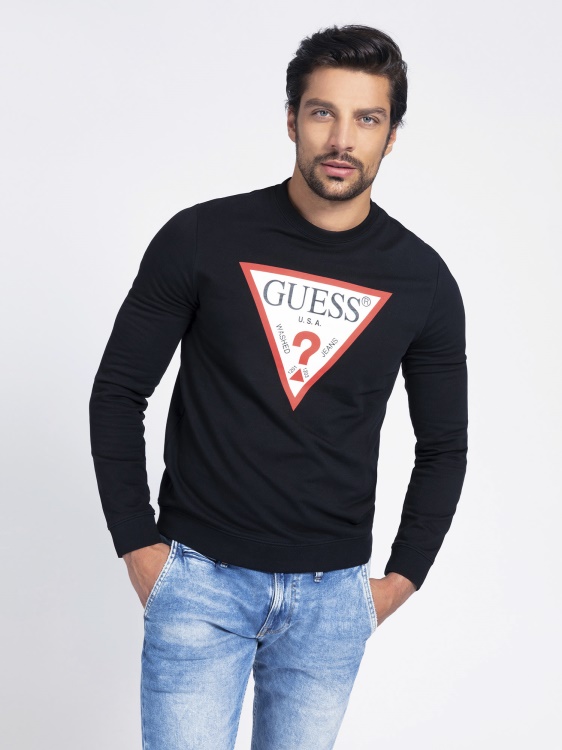 костюм с триъгълно лого черен Guess нова тенденция