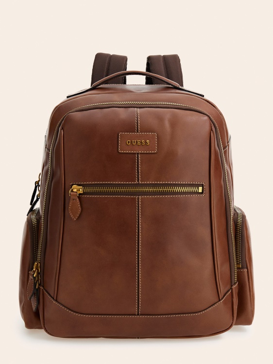 кафява раница от истинска кожа Lario Guess