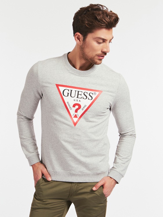 Guess суичър с лого на сив триъгълник