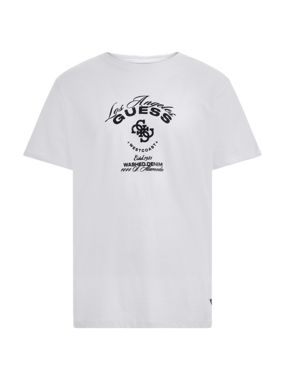 тениска с лого от бяло фолио Guess