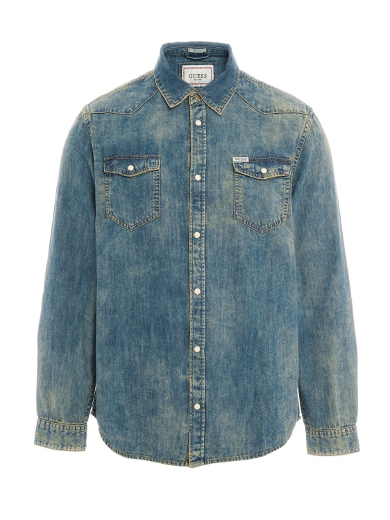 прилепнала дънкова риза Guess Blue