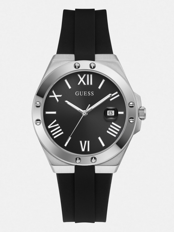 черен силиконов календар часовник Guess