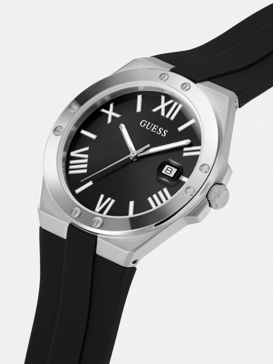 черен силиконов календар часовник Guess