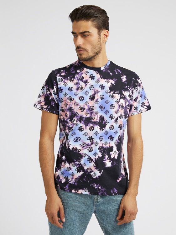 тениска Guess Tie-dye лого черна мулти