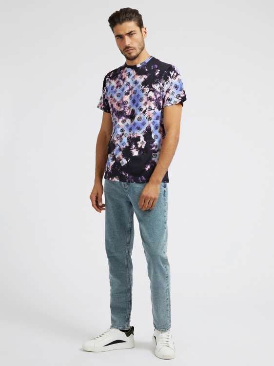 тениска Guess Tie-dye лого черна мулти