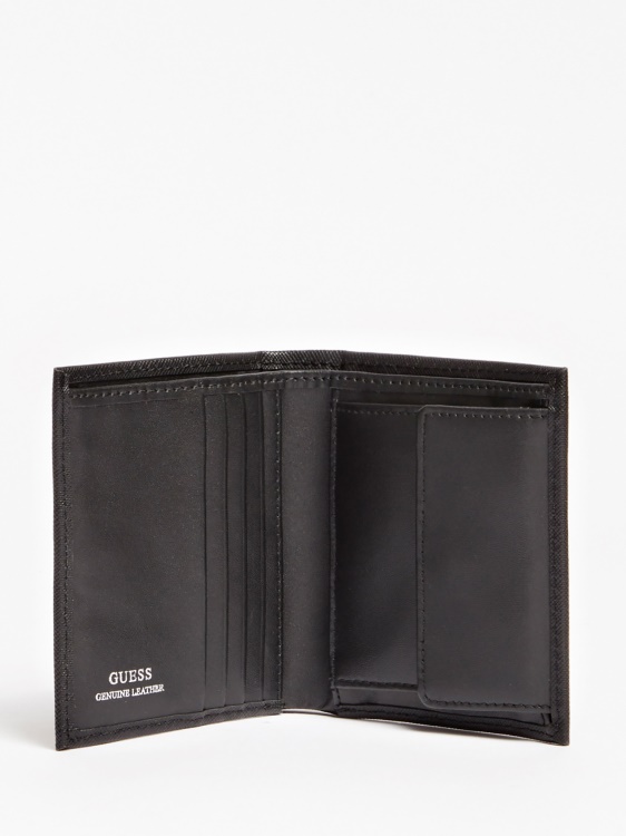 черен мини портфейл Guess Certosa Saffiano