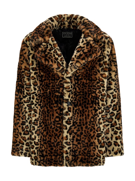 Guess Animalier палто от изкуствена кожа кафяво