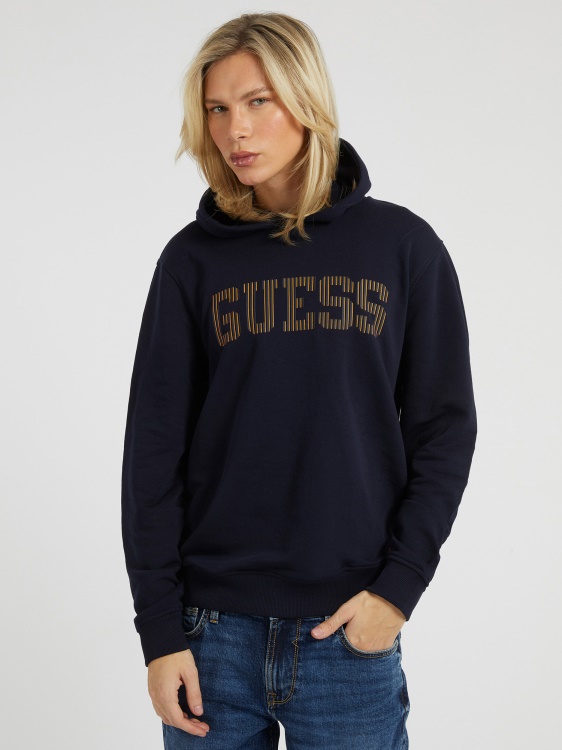 преден суичър с качулка с лого Guess Blue