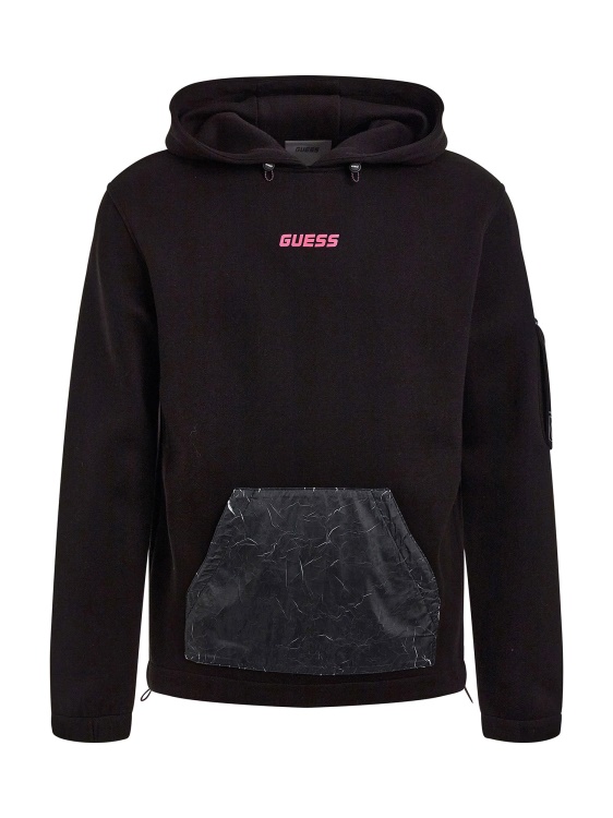 черен костюм Guess отпред с лого
