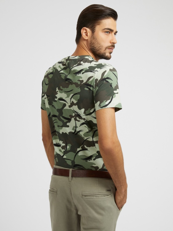 тениска с камуфлажен принт Guess Green