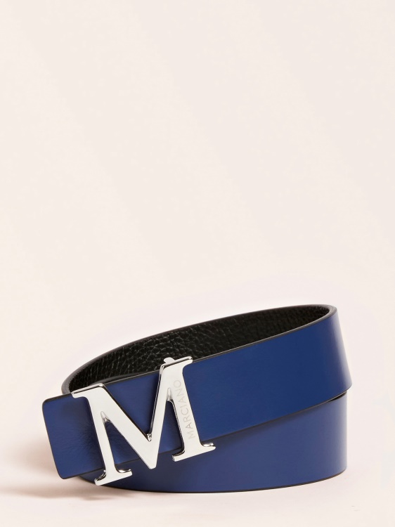 черен колан от естествена кожа Guess Marciano