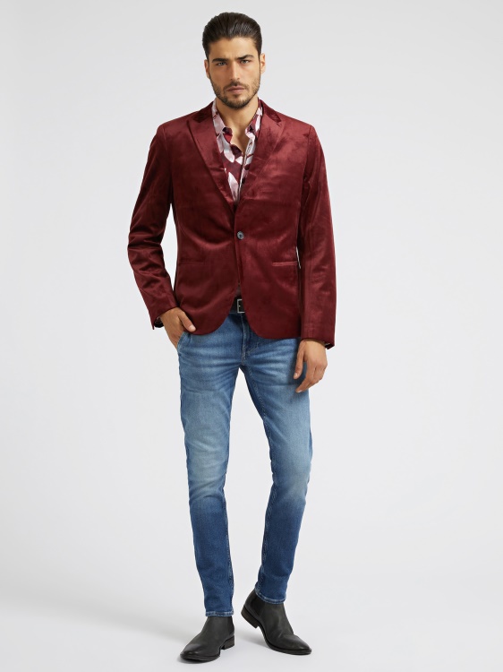 стандартен кадифен блейзър в бордо Guess
