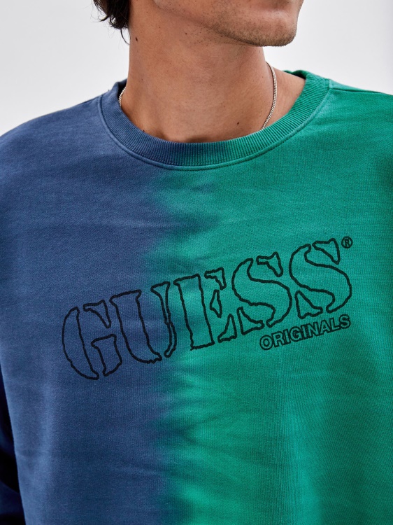 суичър с щампа отпред и отзад Guess Blue