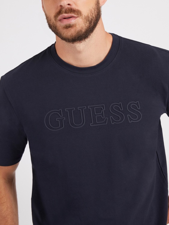 тениска със синьо предно лого Guess