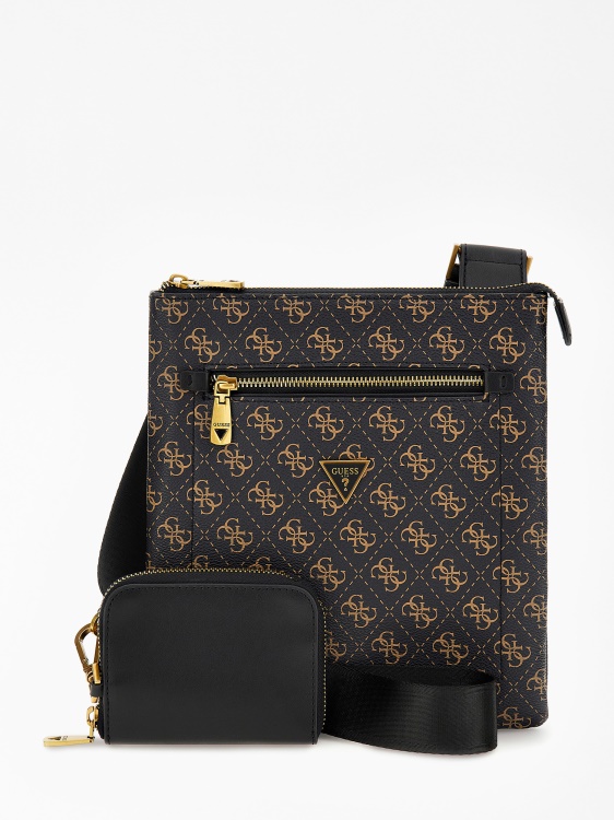 чанта през рамо с лого Vezzola Smart 4g Guess Brown