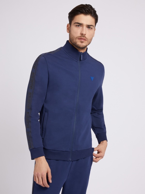 суичър с пълен цип Guess Blue