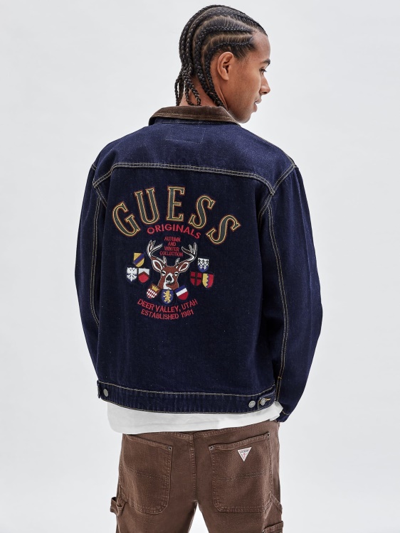 дънково яке с кръпка на гърба тъмно синьо Guess