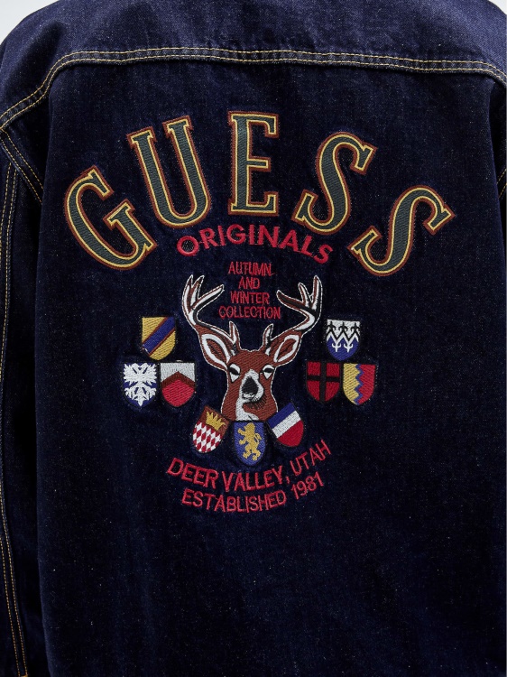 дънково яке с кръпка на гърба тъмно синьо Guess